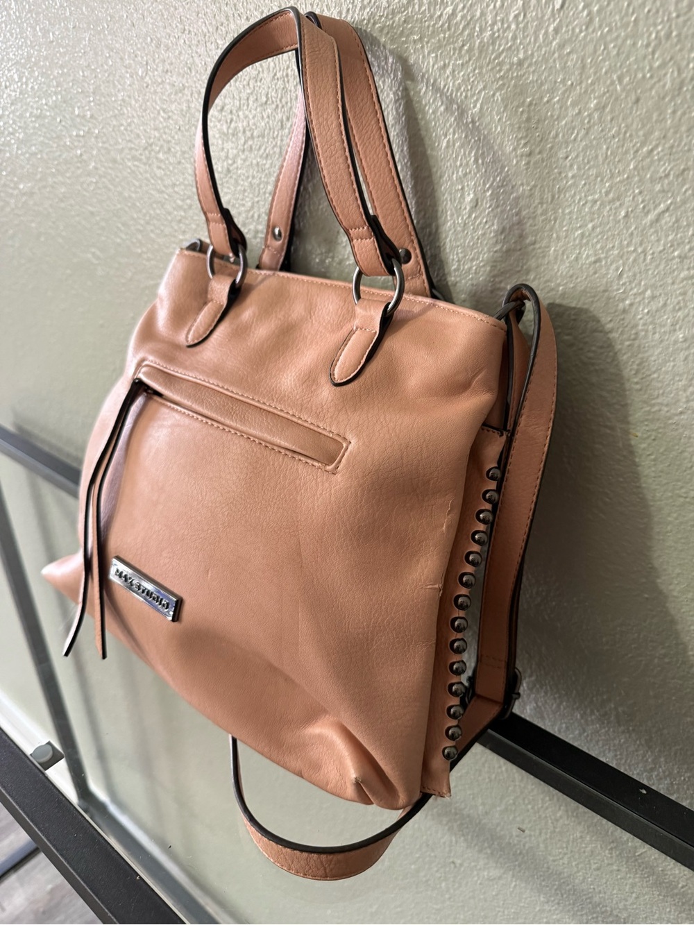 Max Studio Blush Pink Studded Satchel Shoulder Bag Purse